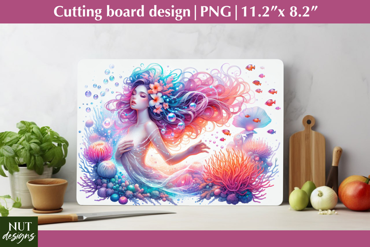 Underwater Mermaid Cutting Board Ocean Fairy Cutting Board