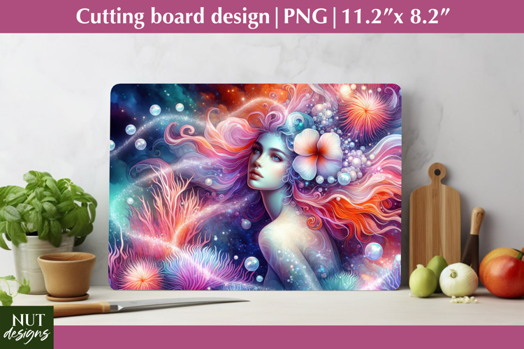 Underwater Mermaid Cutting Board Ocean Fairy Cutting Board