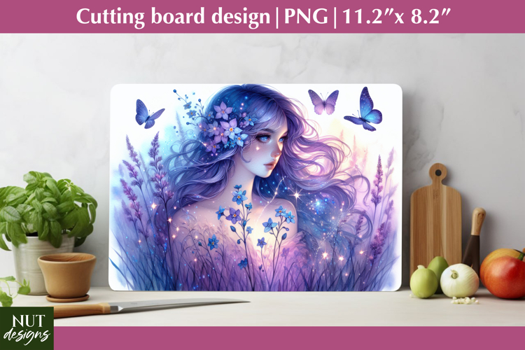 Lavender Butterfly Fairy Cutting Board Summer kitchen decor