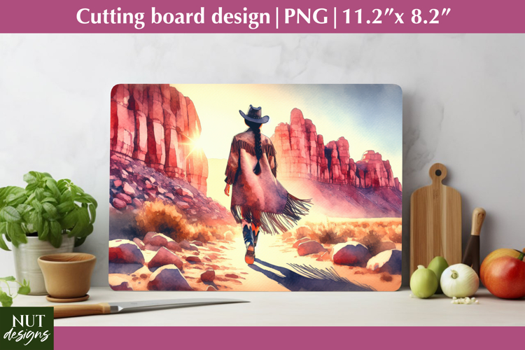 Desert Cowgirl Cutting Board Rustic Western Cutting Board