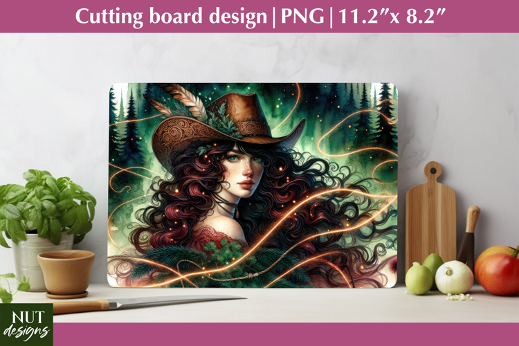 Enchanted Forest Cowgirl cutting board Summer kitchen decor