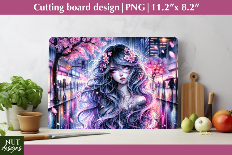 Cherry Blossom City Girl Cutting Board Urban charm