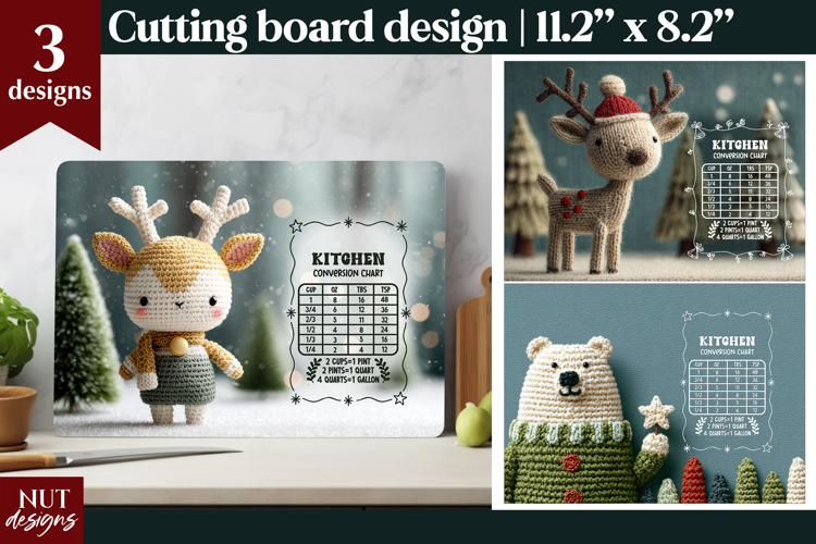 Christmas cutting board, Crochet Christmas Kitchen Chart PNG
