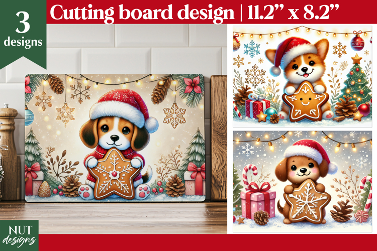 Christmas cutting board PNG, Christmas Baby dog, Dog face