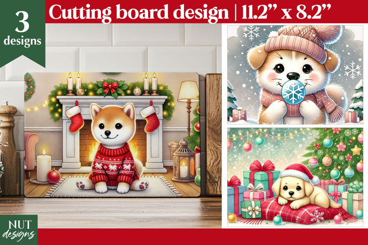 Christmas cutting board PNG, Christmas Baby dog, Dog face