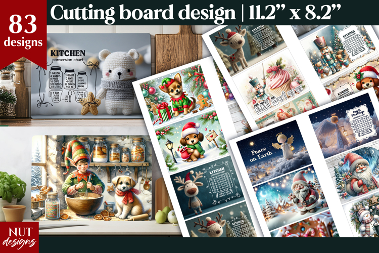Cute Crochet Christmas cutting board Bundle Kitchen Chart