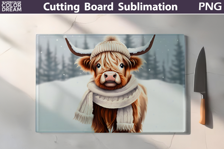 Christmas Highland Cow Kitchen Cutting Board