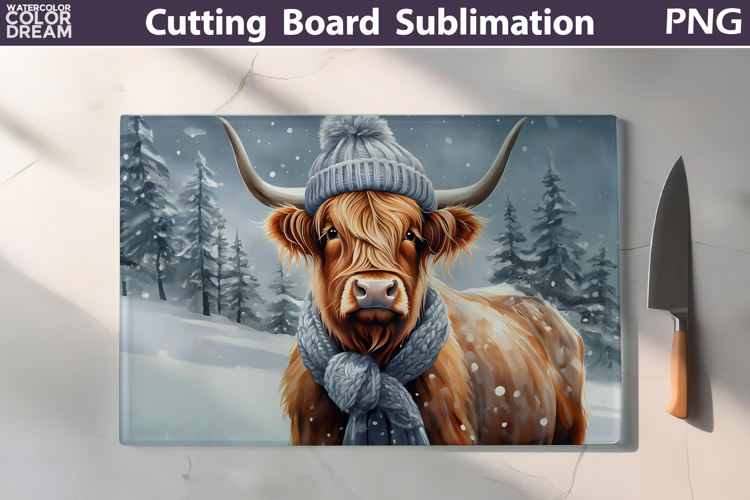 Christmas Highland Cow Kitchen Cutting Board