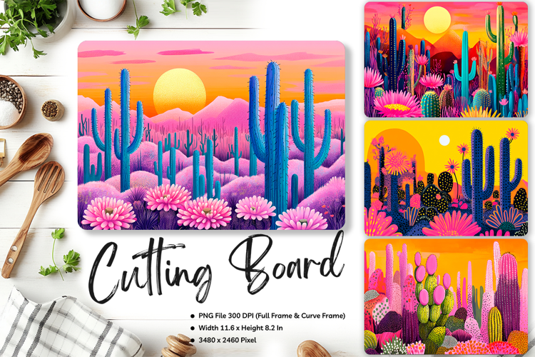 Cactus Cutting Board Kitchen Chopping Board Succulent_16