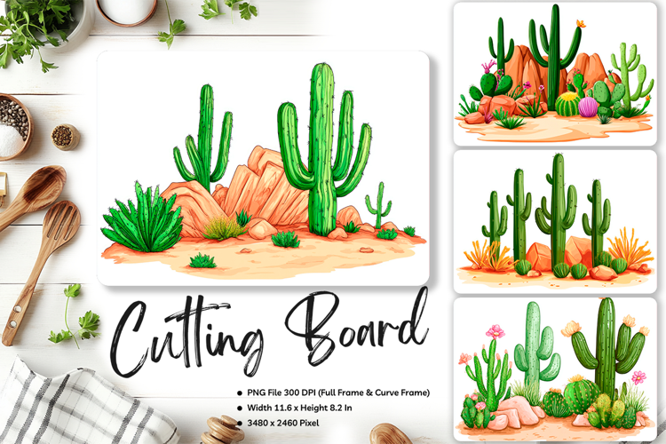 Cactus Cutting Board Kitchen Chopping Board Succulent_18