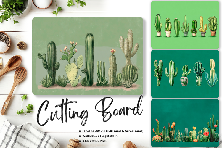 Cactus Cutting Board Kitchen Chopping Board Succulent_35