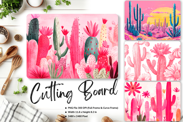 Cactus Cutting Board Kitchen Chopping Board Succulent_37