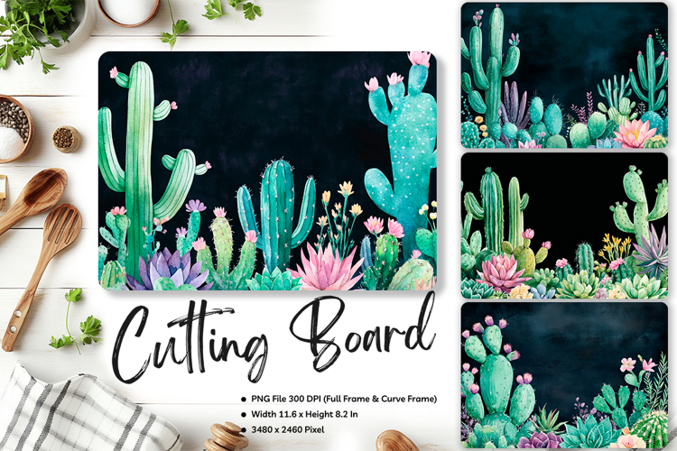 Cactus Cutting Board Kitchen Chopping Board Succulent_61