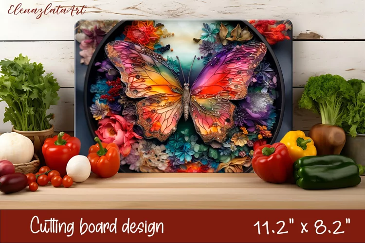 Butterflies Cutting Board. 3D Butterflies Cutting Board