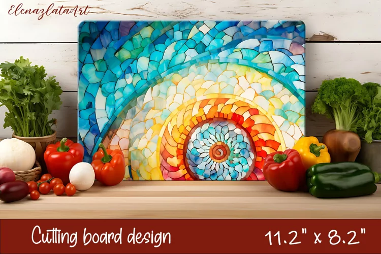 Mosaic Vibrant cutting board design, Splashes background