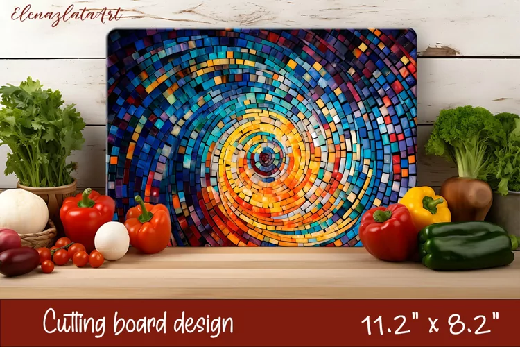 Mosaic Vibrant cutting board design, Splashes background