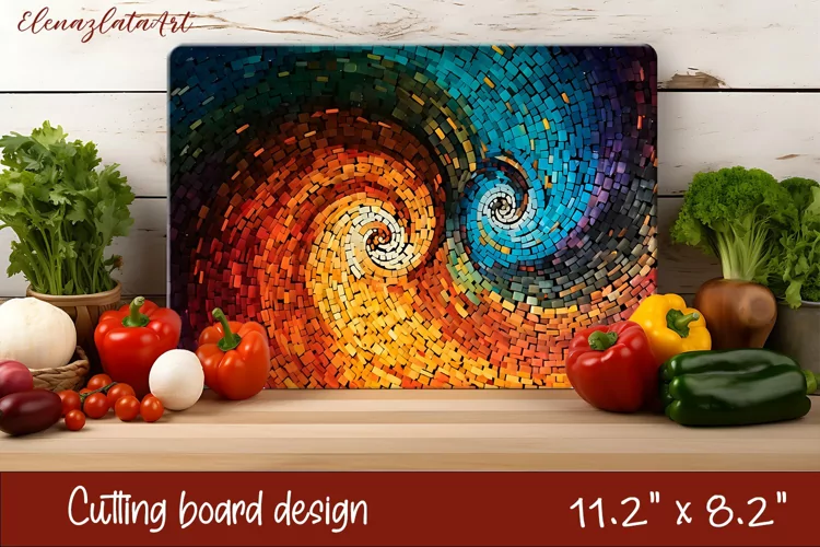 Mosaic Vibrant cutting board design, Splashes background