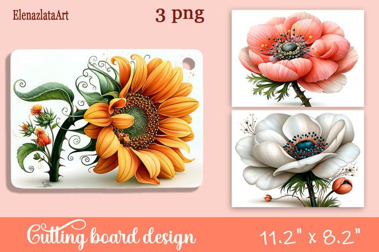 Watercolor summers flowers Cutting Board