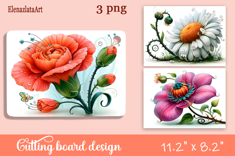 Watercolor summers flowers Cutting Board