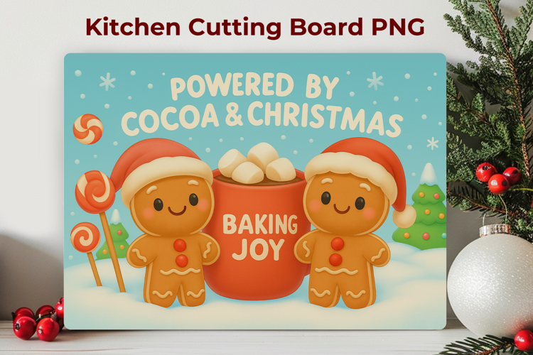 Christmas Cutting Board PNG, Gingerbread Cutting Board