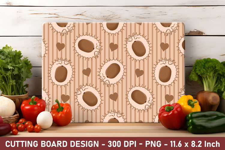 Kiwi Coquette Heart Cutting Board | Cutting Board Png