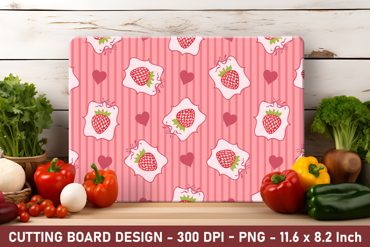 Strawberry Coquette Heart Cutting Board | Cutting Board Png
