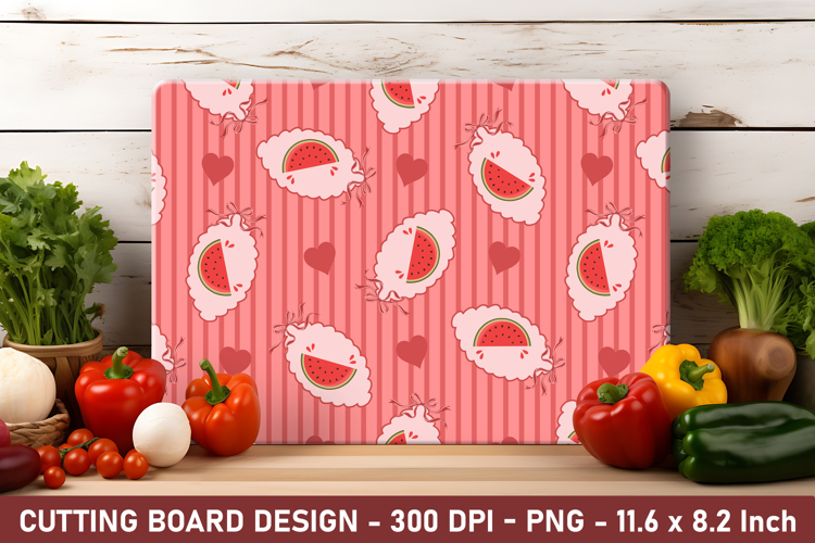 Watermelon Coquette Heart Cutting Board | Cutting Board Png