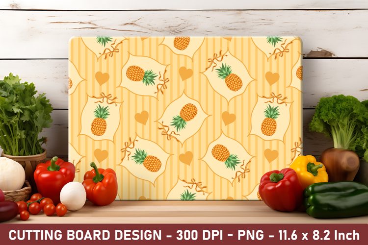 Pineapple Coquette Heart Cutting Board | Cutting Board Png