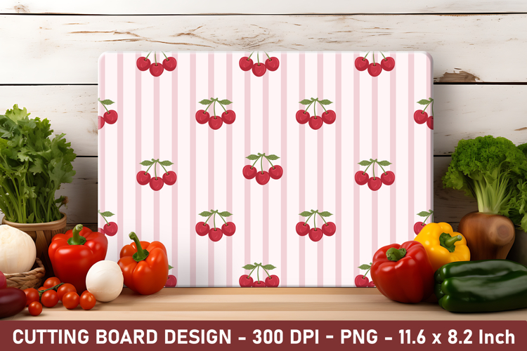 Cherry Stripe Cutting Board | Cutting Board Png
