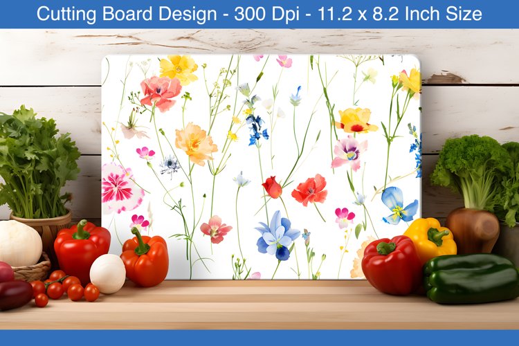 Watercolor flowers cutting board | Cutting board sublimation example image 1
