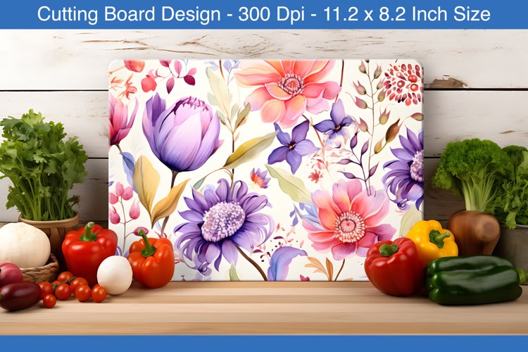 Watercolor floral cutting board | Cutting board sublimation