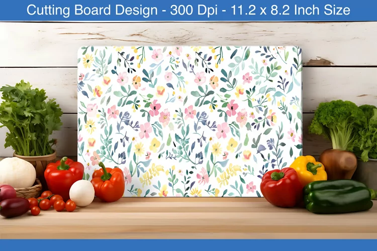Watercolor floral cutting board | Cutting board sublimation