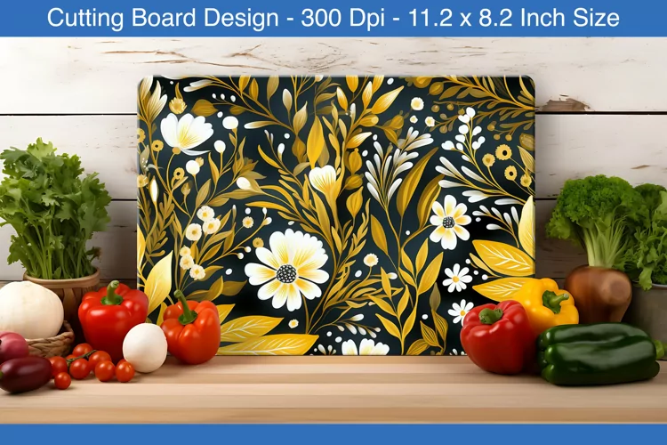 Botanical floral cutting board design | | Cutting board PNG