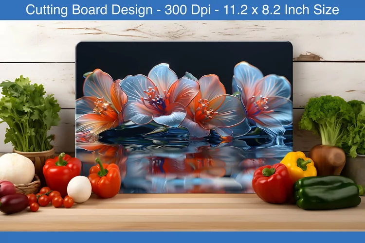 Fantasy flower cutting board design | Cutting board png