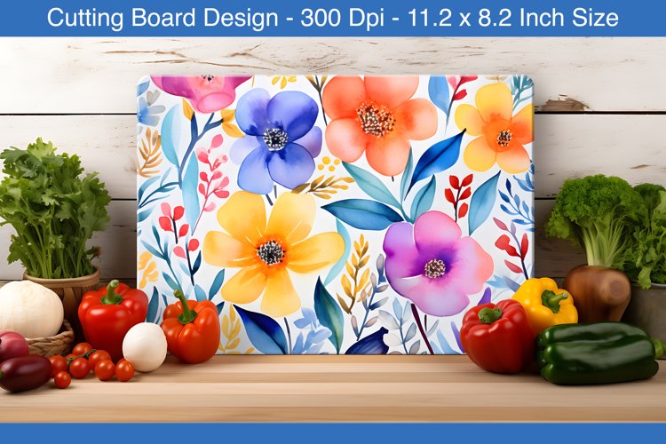 Watercolor floral cutting board | Cutting board sublimation example image 1