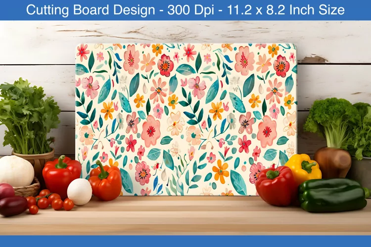 Watercolor floral cutting board | Cutting board sublimation