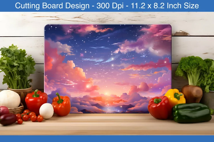 Dreamy sky cutting board design | Cutting board sublimation