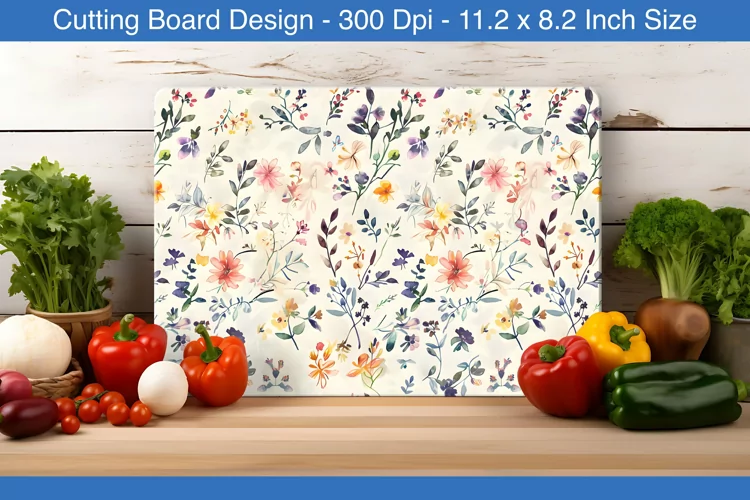 Watercolor floral cutting board | Cutting board sublimation