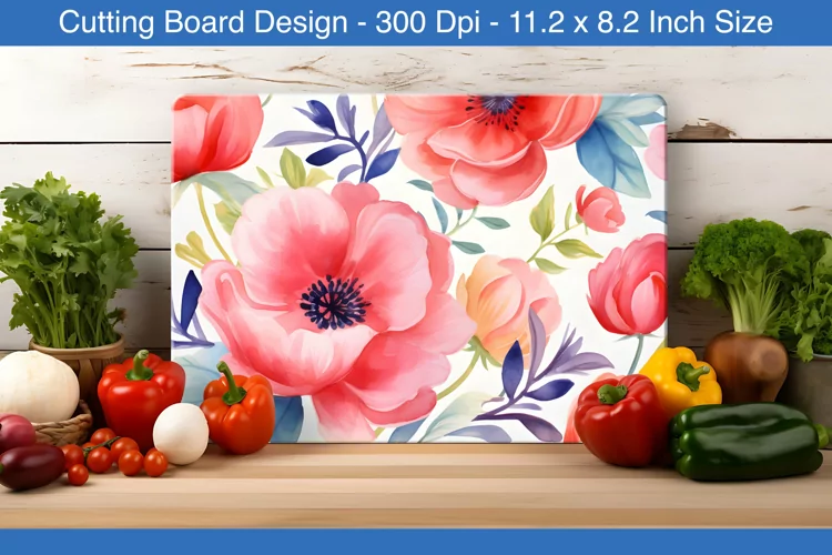 Watercolor floral cutting board | Cutting board sublimation