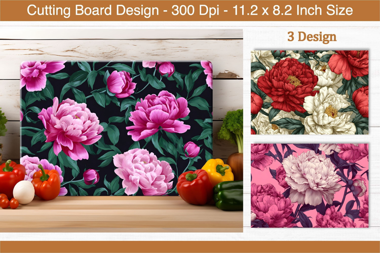 Peony Flower Cutting Board | Cutting Board Sublimation