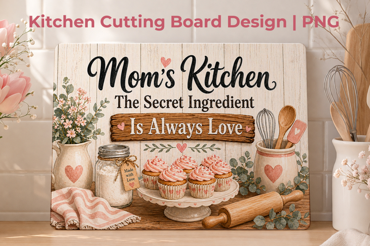 Mom Kitchen Cutting Board Sublimation Design, Mothers day