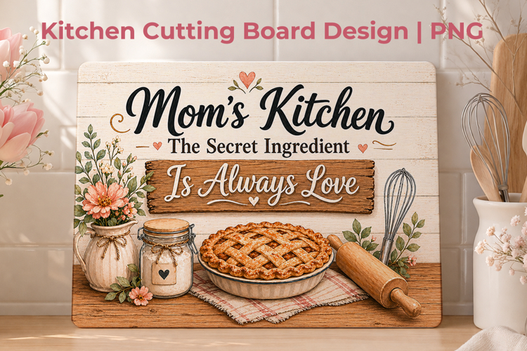 Mom Kitchen Cutting Board Sublimation Design, Mothers day
