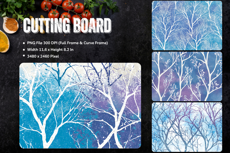 Pine Tree Cutting Board Christmas Forest Chopping Board_173