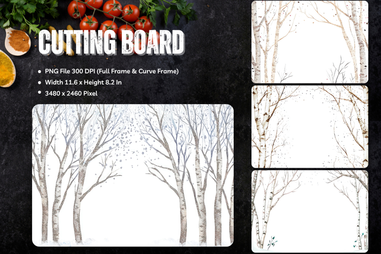 Pine Tree Cutting Board Christmas Forest Chopping Board_183