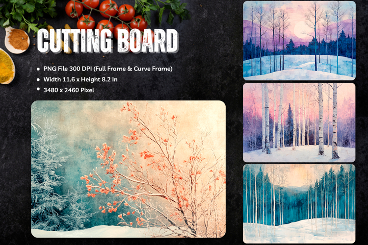 Pine Tree Cutting Board Christmas Forest Chopping Board_188