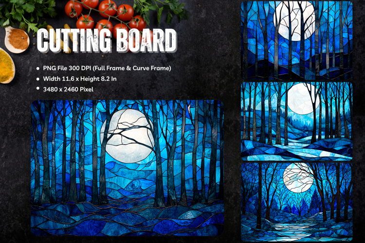 Pine Tree Cutting Board Christmas Forest Chopping Board_191