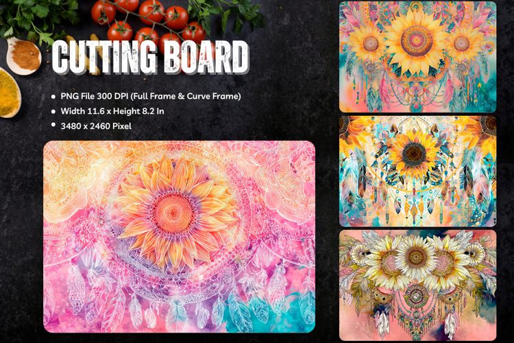 Sunflower Cutting Board Kitchen Chopping Board Sublimation