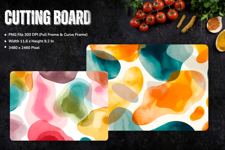 Abstract Watercolor Cutting Board Colorful Chopping Board198