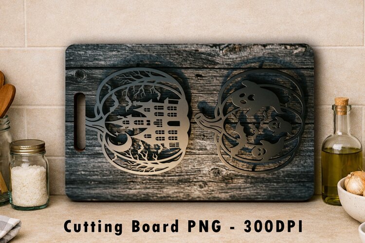 Halloween Cutting Board PNG Metal Cut Pumpkin Sublimation example image 1