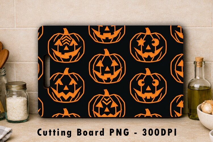 Jack O Lantern Pattern Cutting Board PNG example image 1